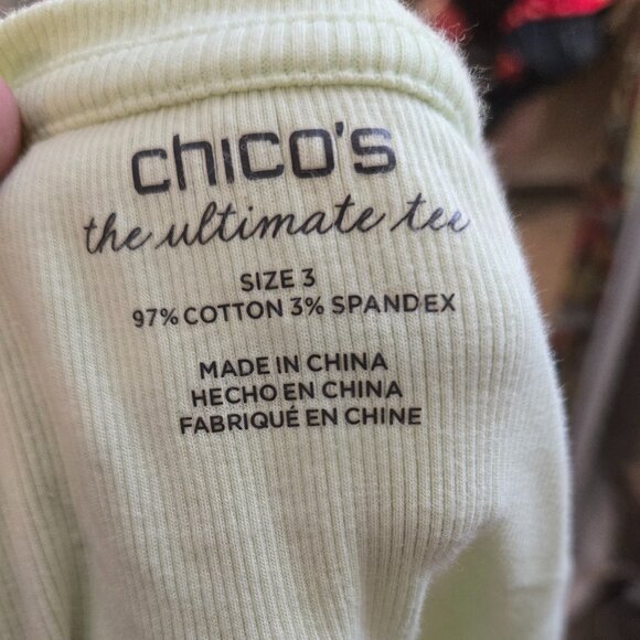 Chico's Lime Green Ribbed Tank Top - Size 3 - EUC - Picture 2 of 3